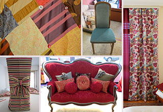 Galleria di immagini di divani e poltrone, sedie, tende e bastoni e stoffe